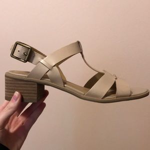 Nude Leather Open Toe Sandals